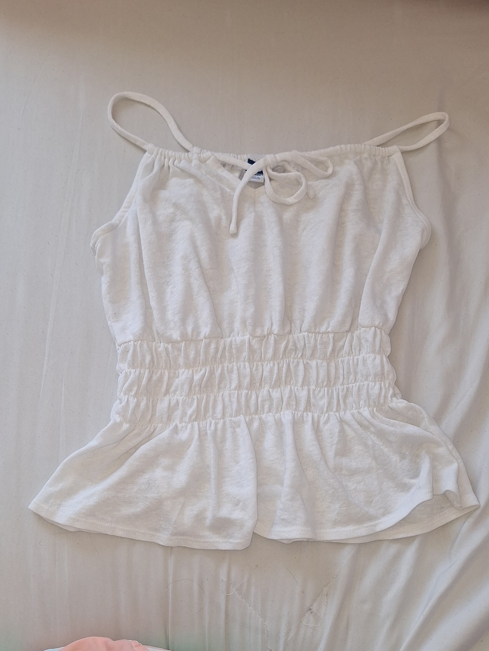 Women’s White Smocked Peplum Cami Top